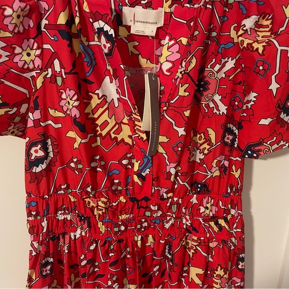 Anthropologie Cotton Tribal Print Dress, Red - Picture 2 of 9